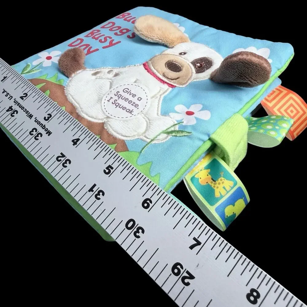 Mary Meyer Taggies Buddy Dogs Busy Day Activity Cloth Book Squeaker Baby Toy